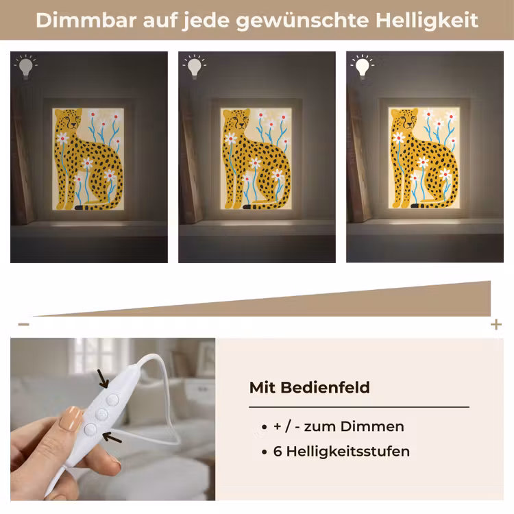 Personalisierte Lightbox - Tiere – Gepard – Blumen – Modern – Gelb — 8