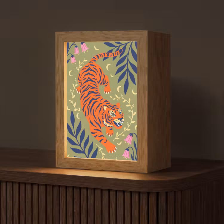 Personalisierte Lightbox - Tiger – Blätter – Tiere – Illustration – Orange — 1