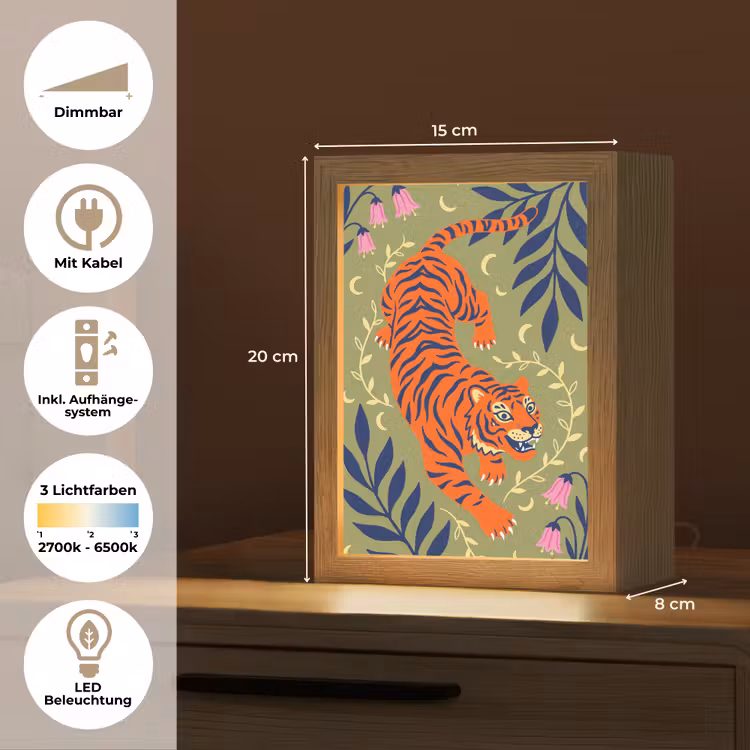 Personalisierte Lightbox - Tiger – Blätter – Tiere – Illustration – Orange — 6