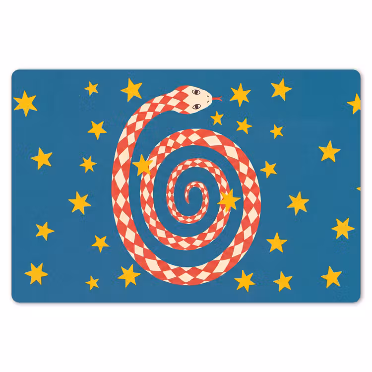 Tischset - 6 Stück - Schlange – Spirale – Tiere – Illustration – Rot — 6