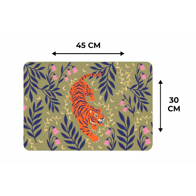 Tischset - 6 Stück - Tiger – Blätter – Tiere – Illustration – Orange — 3