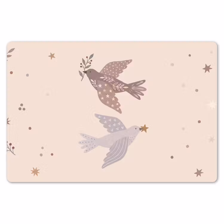 Tischset - 6 Stück - Vogel – Beeren – Natur – Modern – Beige — 6