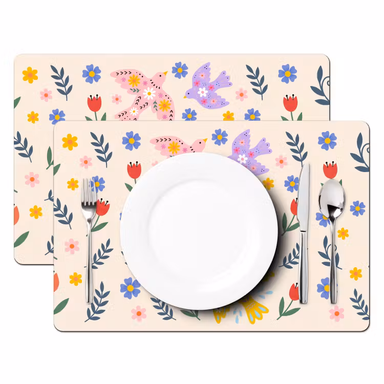 Tischset - 6 Stück - Vögel – Blumen – Folk – Bunt – Tiere — 2