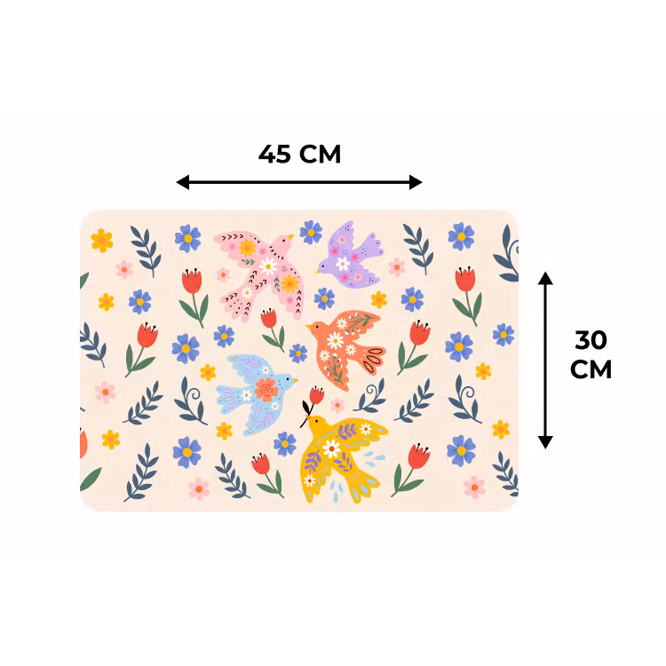 Tischset - 6 Stück - Vögel – Blumen – Folk – Bunt – Tiere — 3