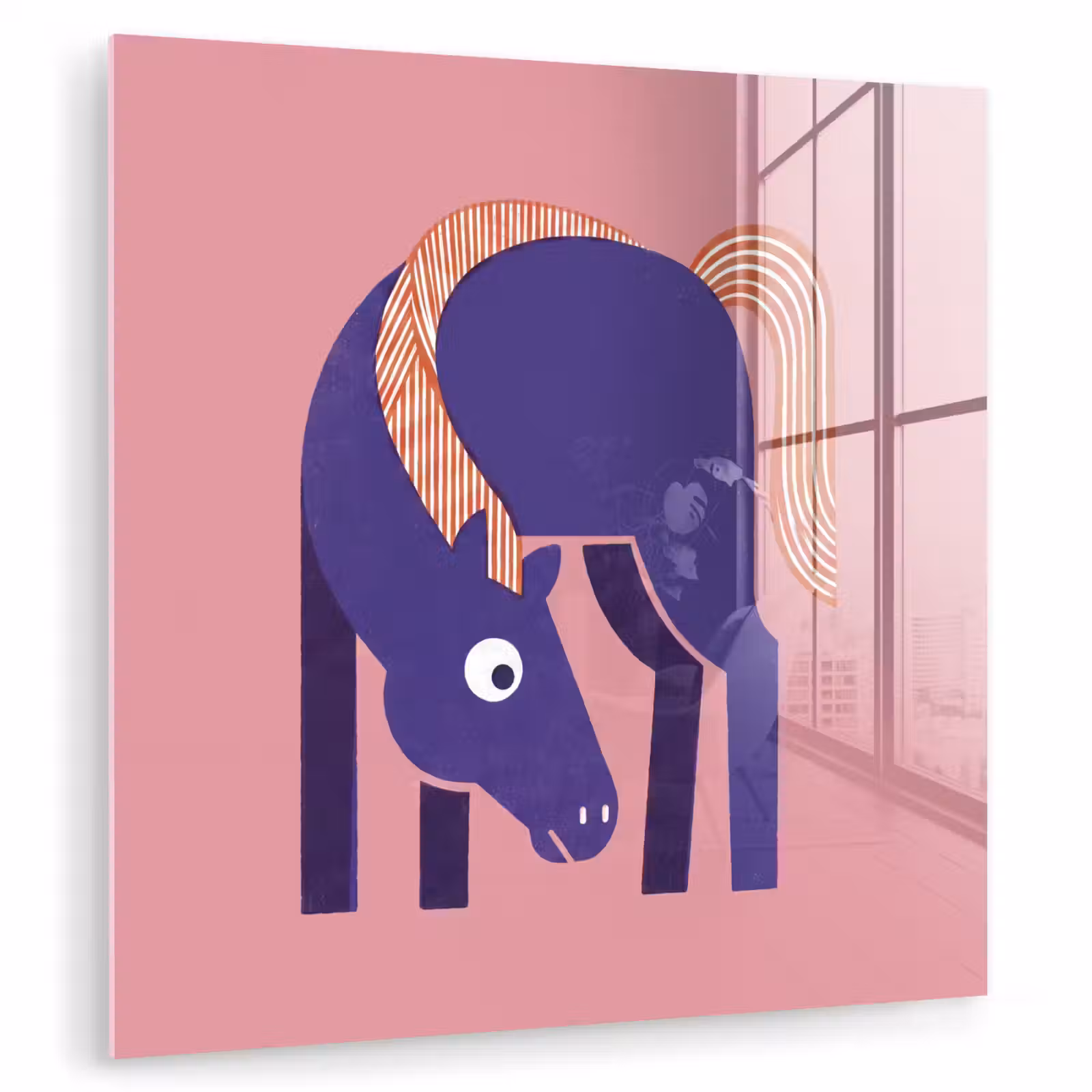 Glasbild - Pferd – Abstrakt – Tiere – Modern – Blau — 1