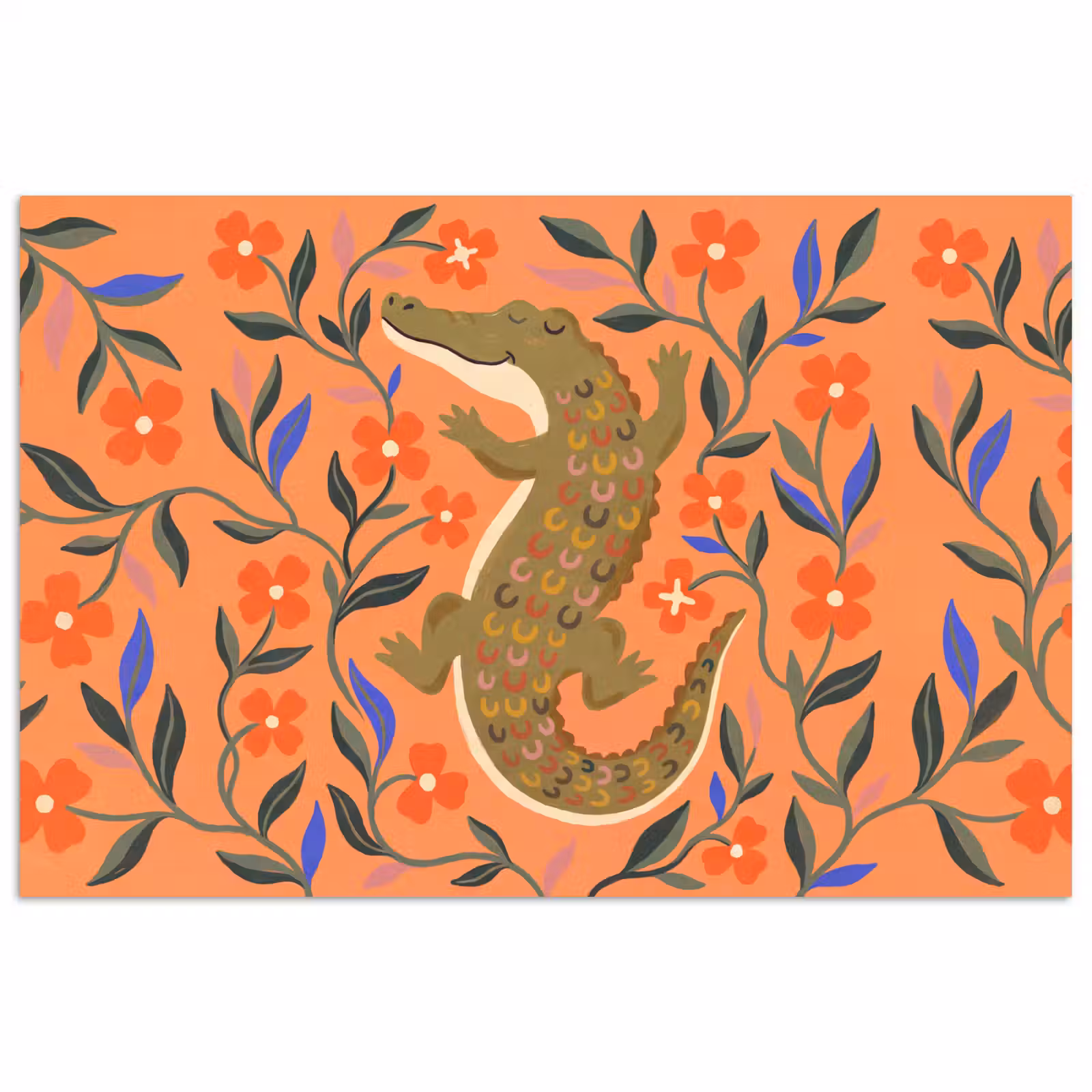Poster - Tiere – Blumen – Orange – Illustration – Natur — 1