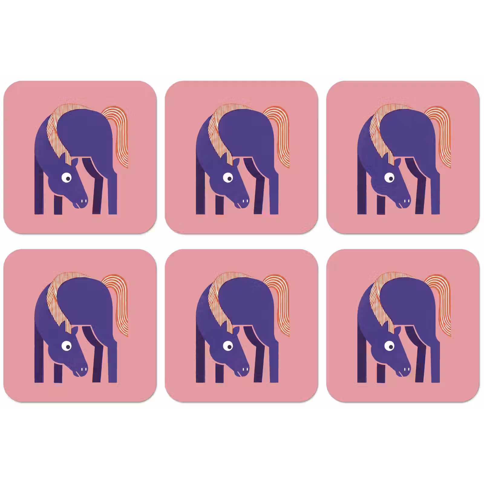 Untersetzer - Pferd – Abstrakt – Tiere – Modern – Blau — 1