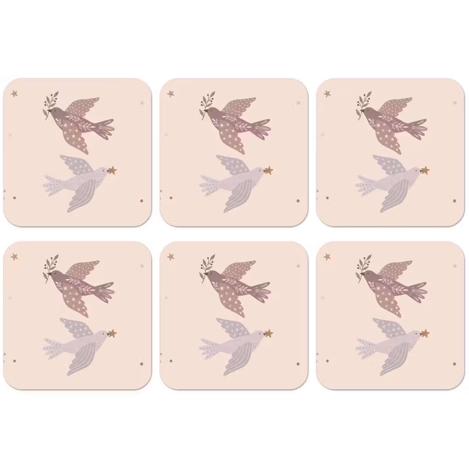 Untersetzer - Vogel – Beeren – Natur – Modern – Beige — 1