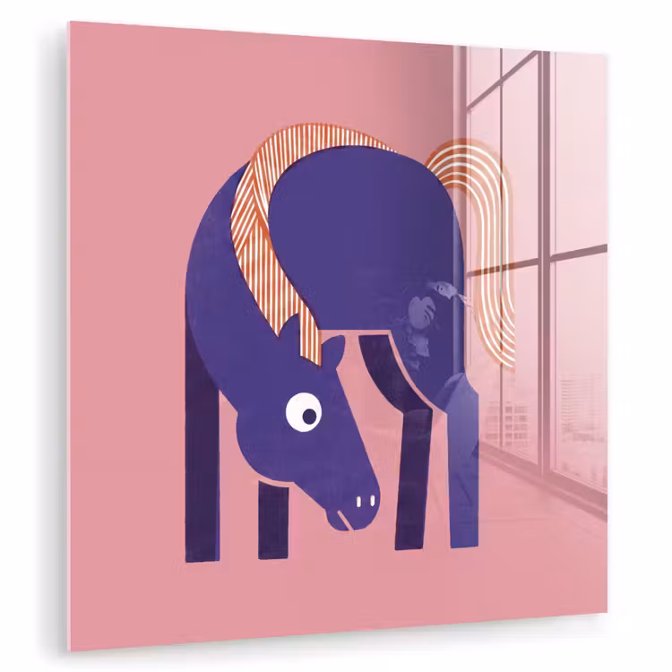 Glasbild - Pferd – Abstrakt – Tiere – Modern – Blau — 1