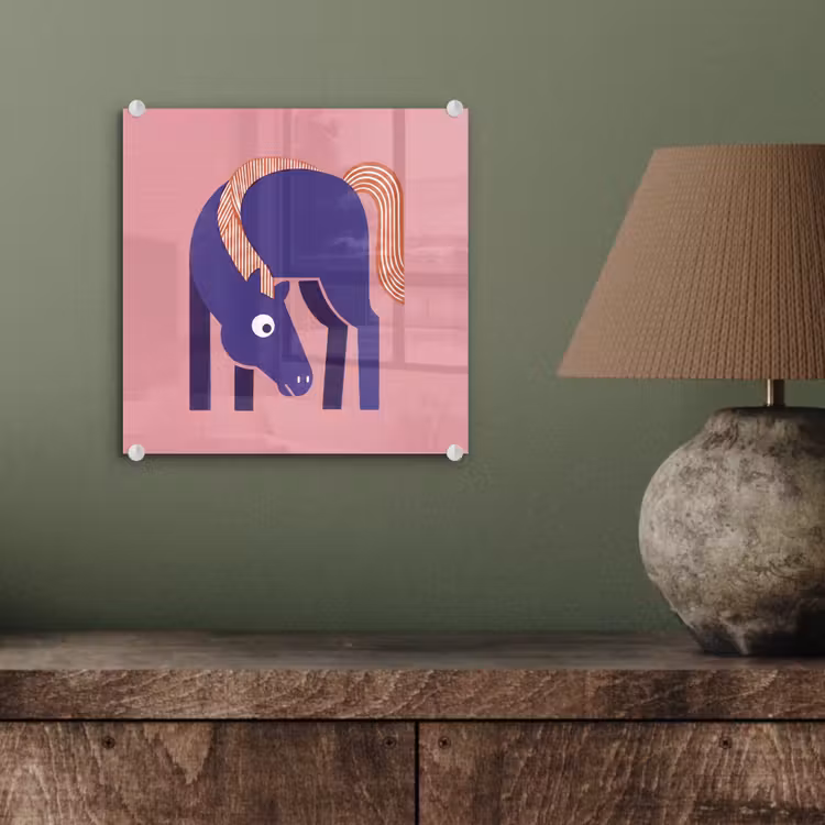Glasbild - Pferd – Abstrakt – Tiere – Modern – Blau — 4