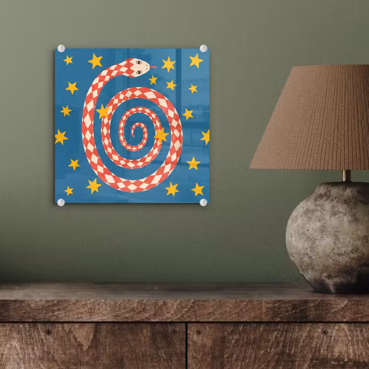 Glasbild - Schlange – Spirale – Tiere – Illustration – Rot — 4