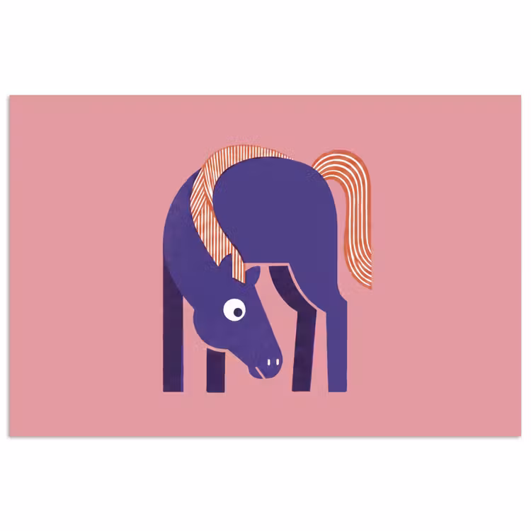 Poster - Pferd – Abstrakt – Tiere – Modern – Blau — 1