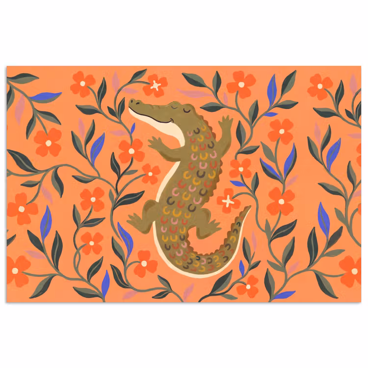 Poster - Tiere – Blumen – Orange – Illustration – Natur — 1