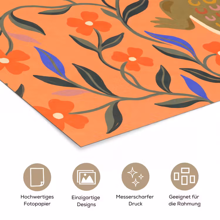 Poster - Tiere – Blumen – Orange – Illustration – Natur — 5