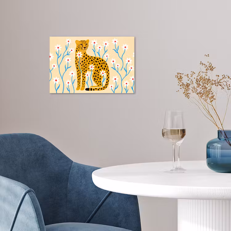 Poster - Tiere – Gepard – Blumen – Modern – Gelb — 4