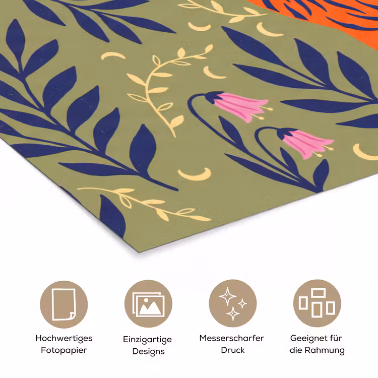 Poster - Tiger – Blätter – Tiere – Illustration – Orange — 5