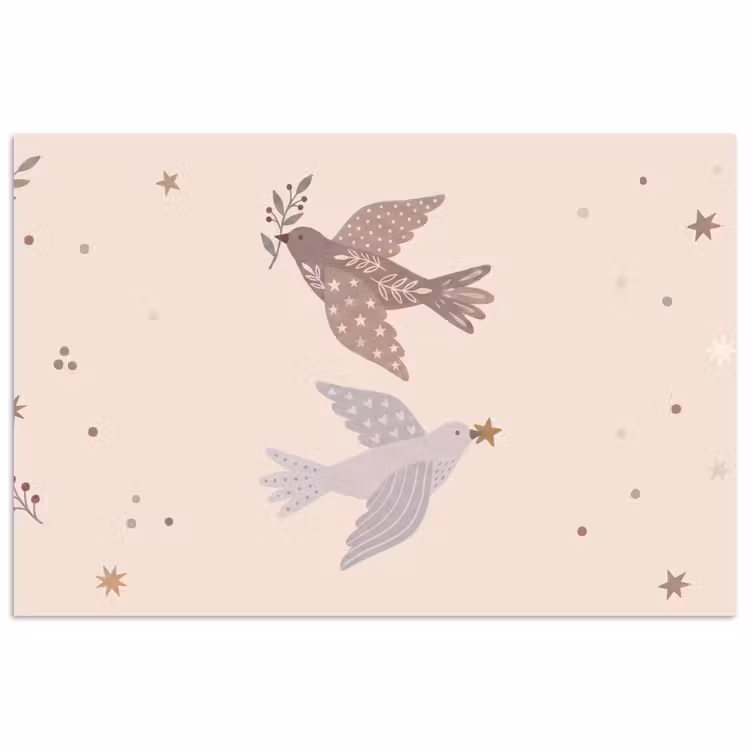 Poster - Vogel – Beeren – Natur – Modern – Beige — 1
