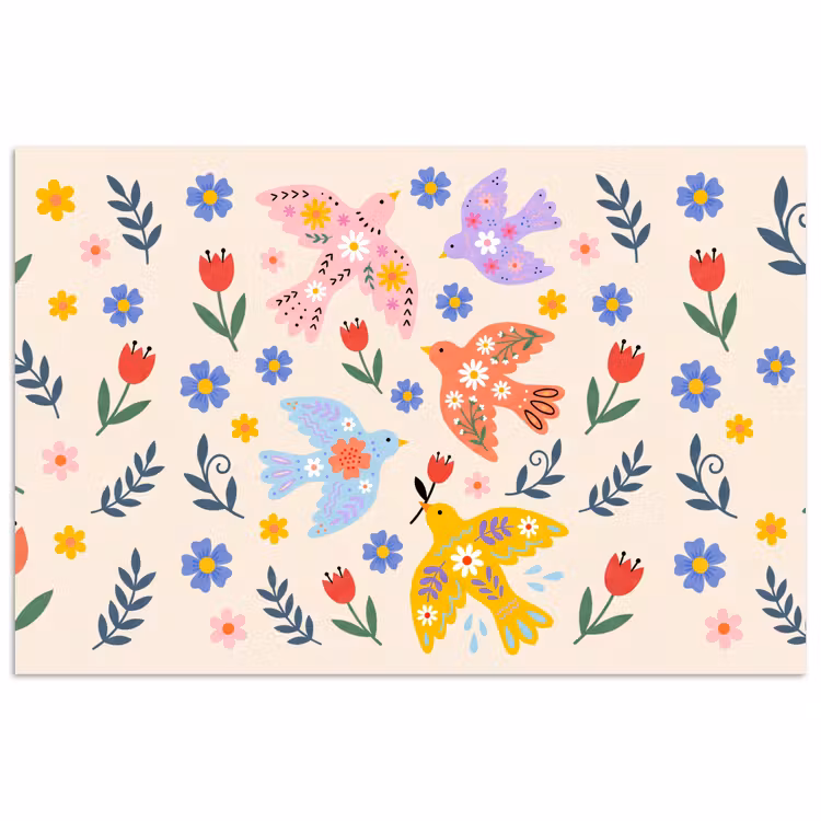 Poster - Vögel – Blumen – Folk – Bunt – Tiere — 1