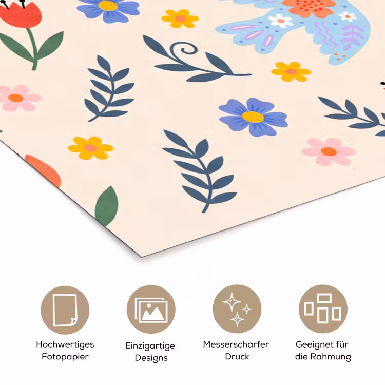 Poster - Vögel – Blumen – Folk – Bunt – Tiere — 5