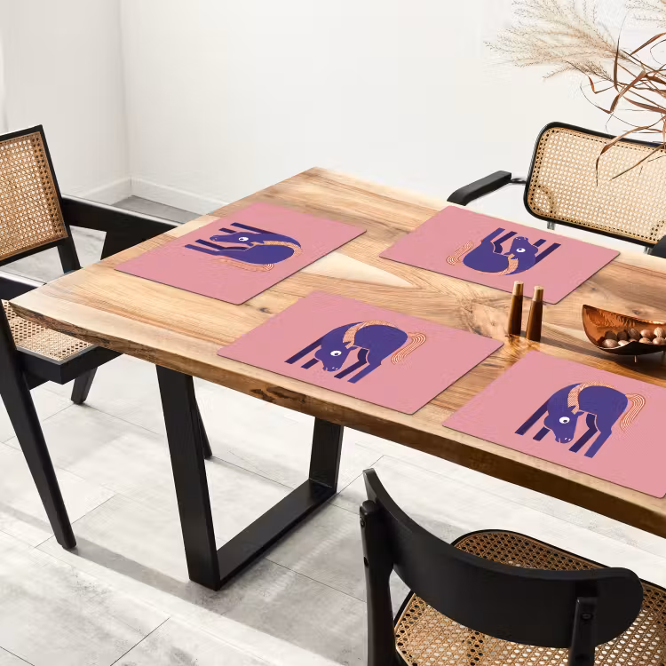 Tischset - 6 Stück - Pferd – Abstrakt – Tiere – Modern – Blau — 4