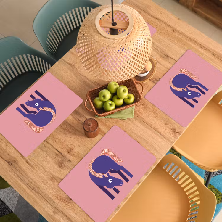 Tischset - 6 Stück - Pferd – Abstrakt – Tiere – Modern – Blau — 5