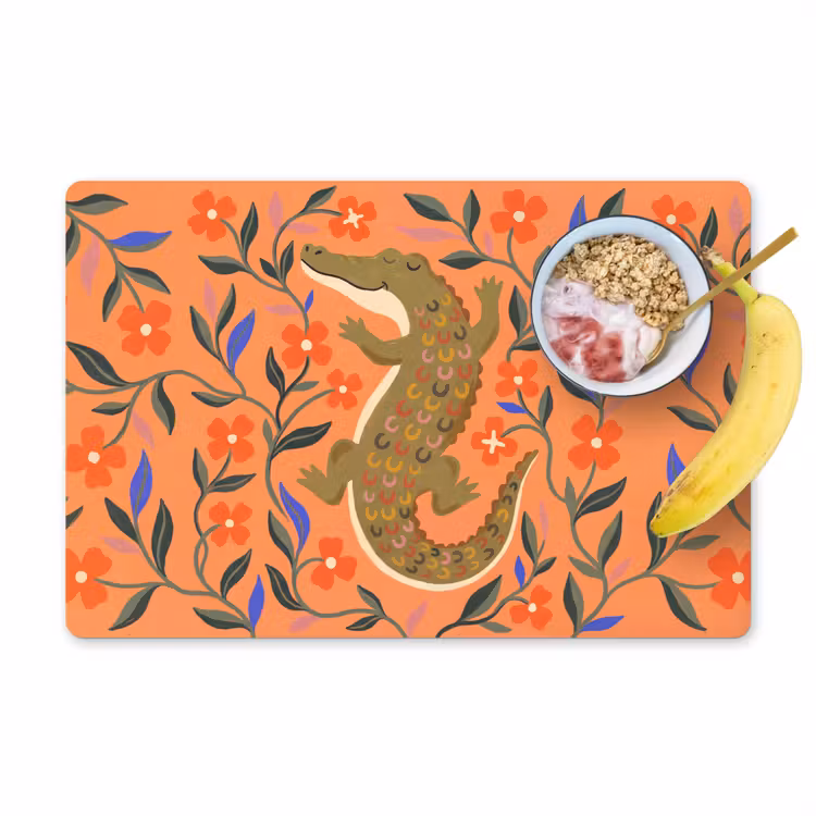 Tischset - 6 Stück - Tiere – Blumen – Orange – Illustration – Natur — 1