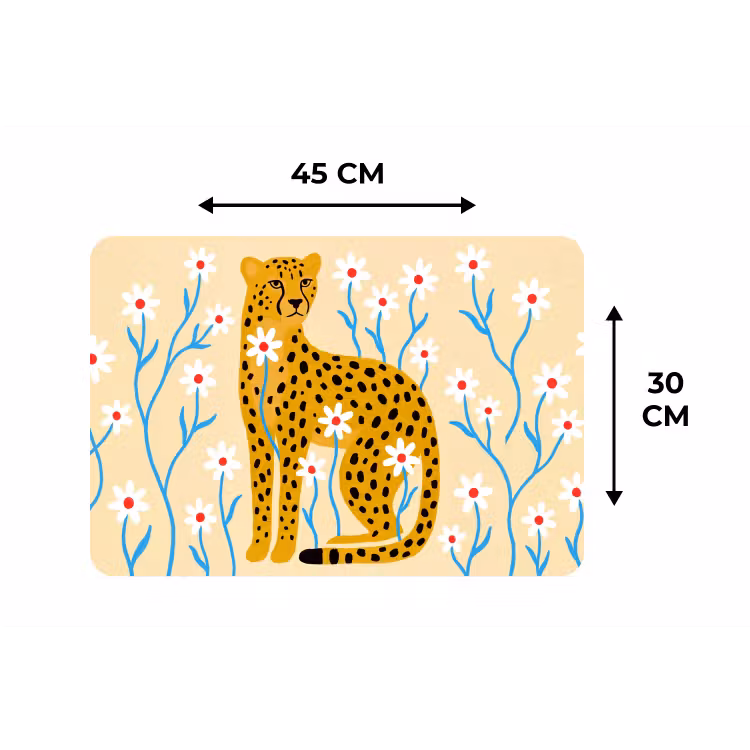 Tischset - 6 Stück - Tiere – Gepard – Blumen – Modern – Gelb — 3