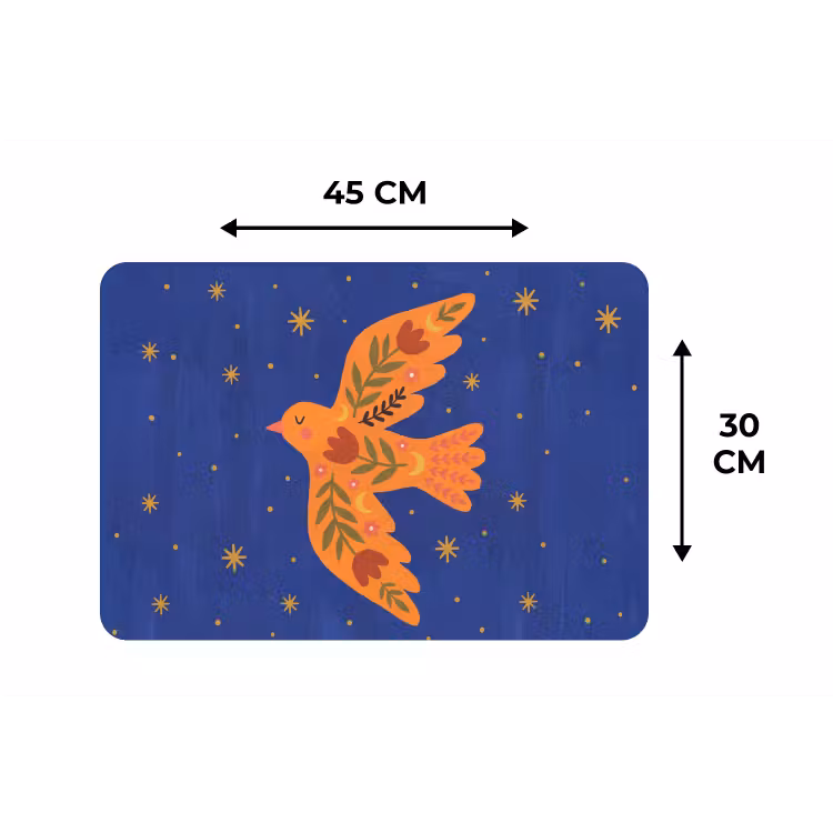 Tischset - 6 Stück - Vogel – Blumen – Dekorativ – Orange – Blau — 3