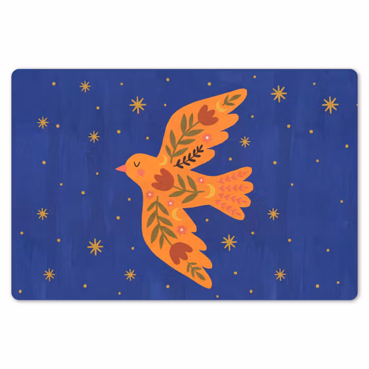 Tischset - 6 Stück - Vogel – Blumen – Dekorativ – Orange – Blau — 6
