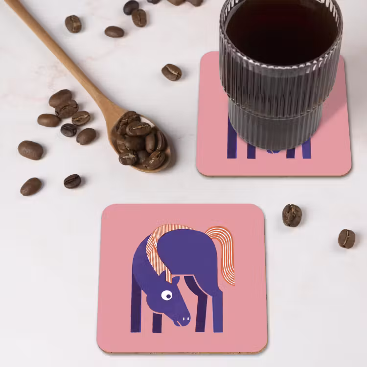 Untersetzer - Pferd – Abstrakt – Tiere – Modern – Blau — 4