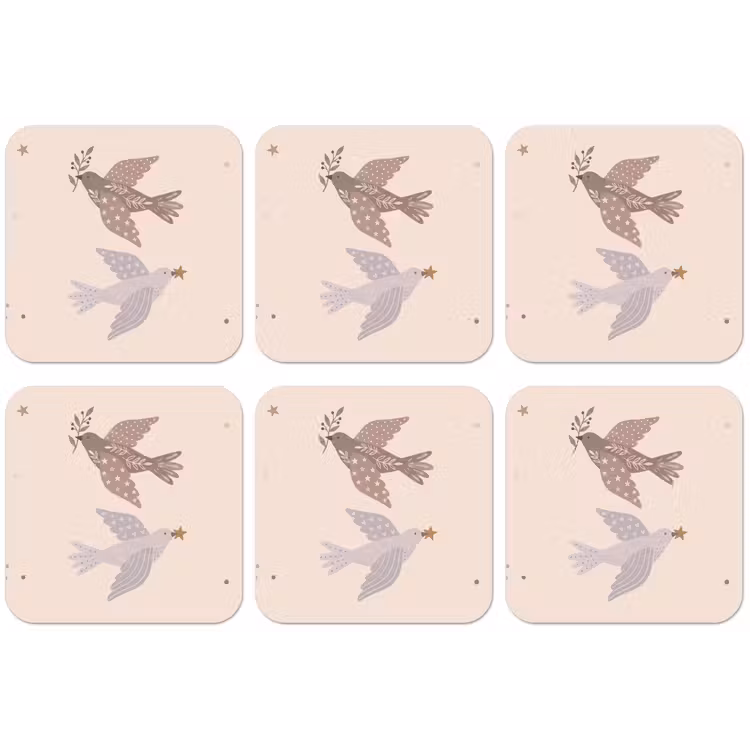 Untersetzer - Vogel – Beeren – Natur – Modern – Beige — 1
