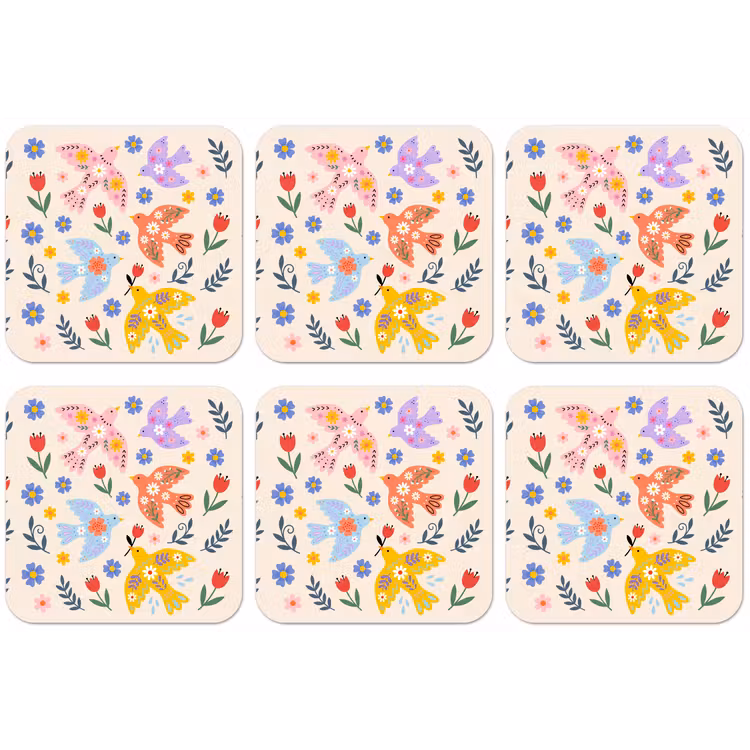 Untersetzer - Vögel – Blumen – Folk – Bunt – Tiere — 1