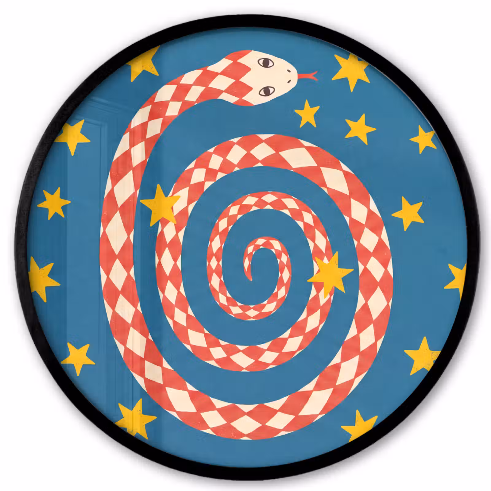 Poster im Rahmen Rund - Schlange – Spirale – Tiere – Illustration – Rot — 1