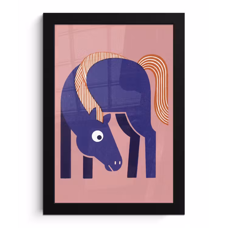 Bilder mit Rahmen - Pferd – Abstrakt – Tiere – Modern – Blau — 1