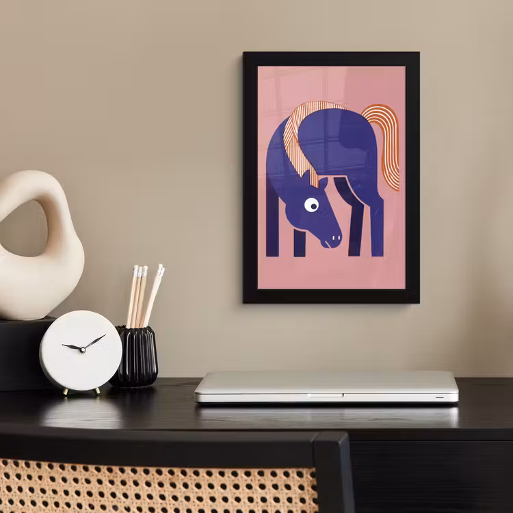 Bilder mit Rahmen - Pferd – Abstrakt – Tiere – Modern – Blau — 2