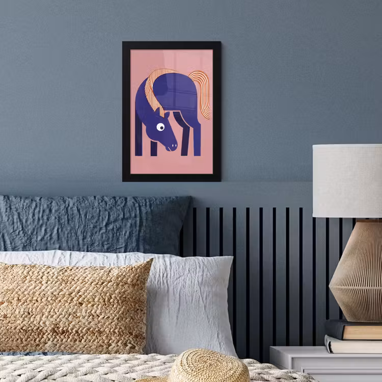 Bilder mit Rahmen - Pferd – Abstrakt – Tiere – Modern – Blau — 3