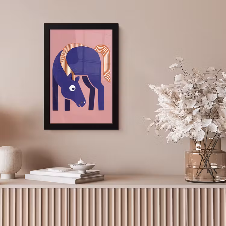 Bilder mit Rahmen - Pferd – Abstrakt – Tiere – Modern – Blau — 4