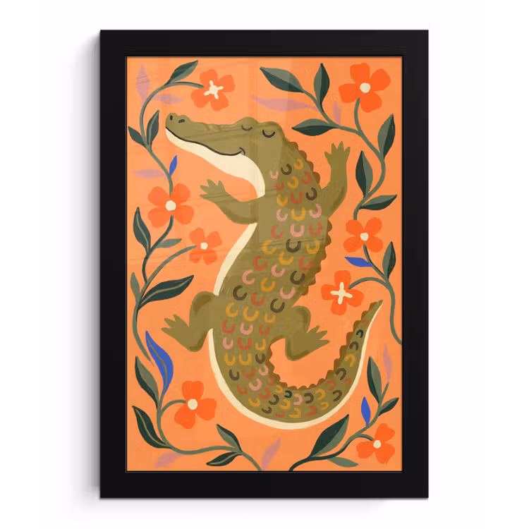 Bilder mit Rahmen - Tiere – Blumen – Orange – Illustration – Natur — 1