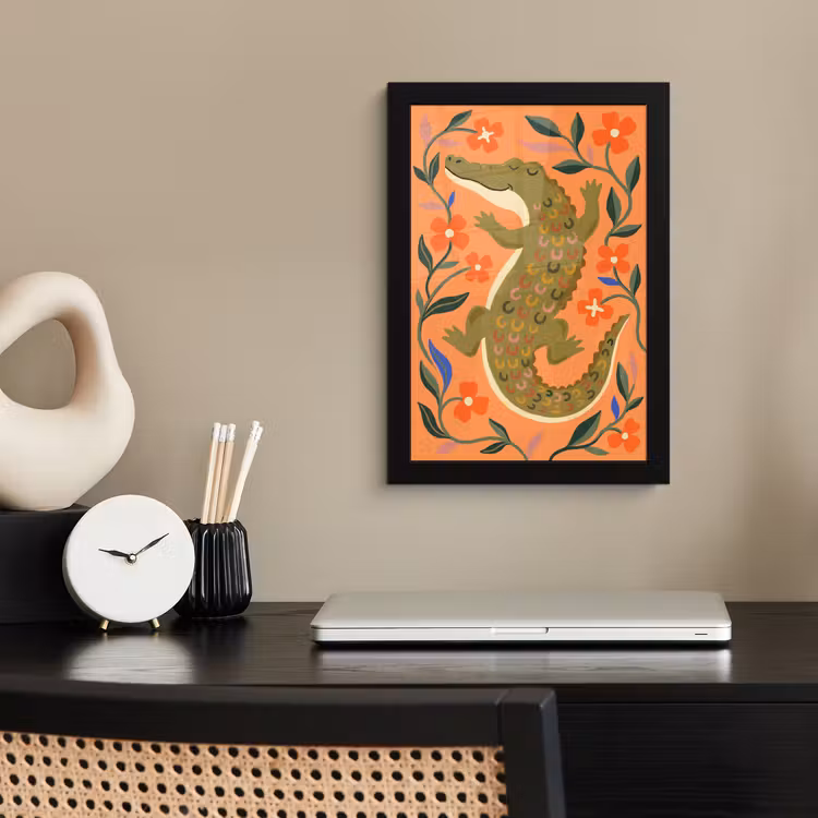 Bilder mit Rahmen - Tiere – Blumen – Orange – Illustration – Natur — 2