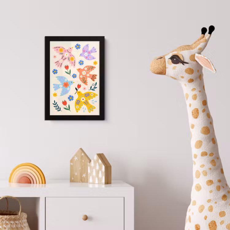 Bilder mit Rahmen - Vögel – Blumen – Folk – Bunt – Tiere — 5