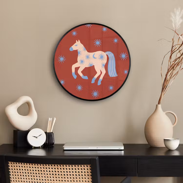 Poster im Rahmen Rund - Tiere – Sterne – Mond – Abstrakt – Rot — 3