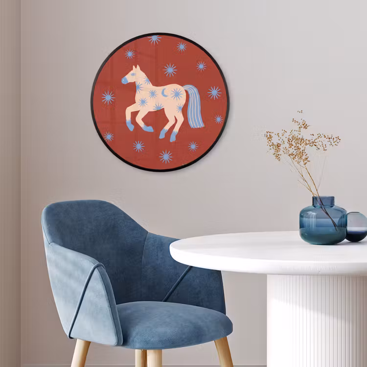 Poster im Rahmen Rund - Tiere – Sterne – Mond – Abstrakt – Rot — 4