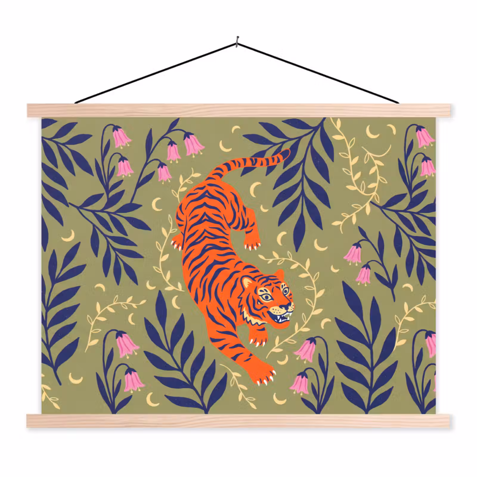 Stoffbild - Tiger – Blätter – Tiere – Illustration – Orange — 1