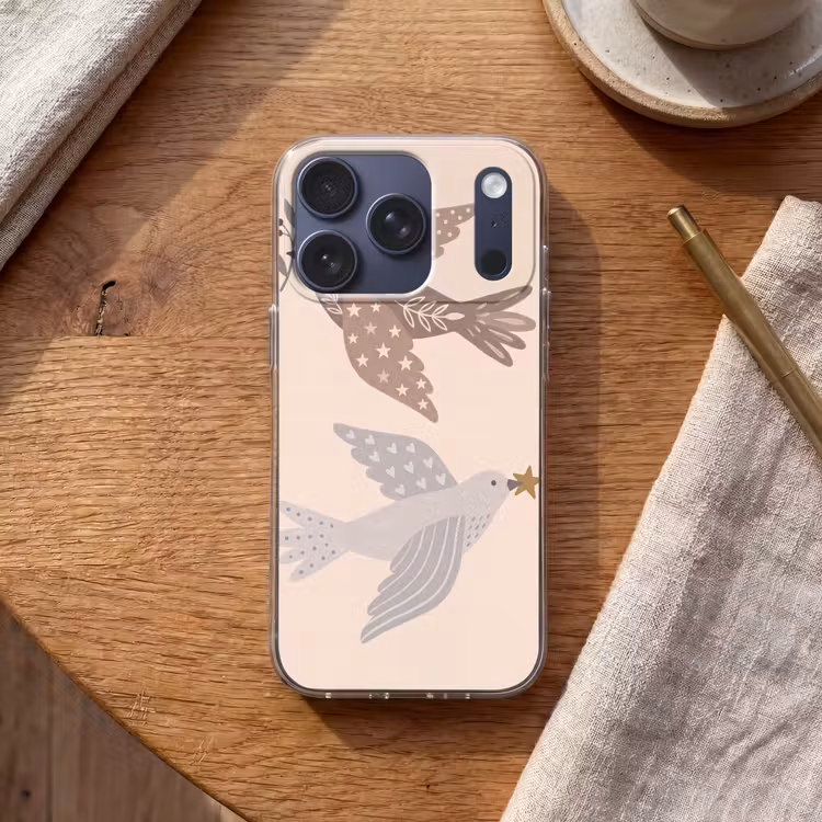 Handyhülle - Vogel – Beeren – Natur – Modern – Beige — 2