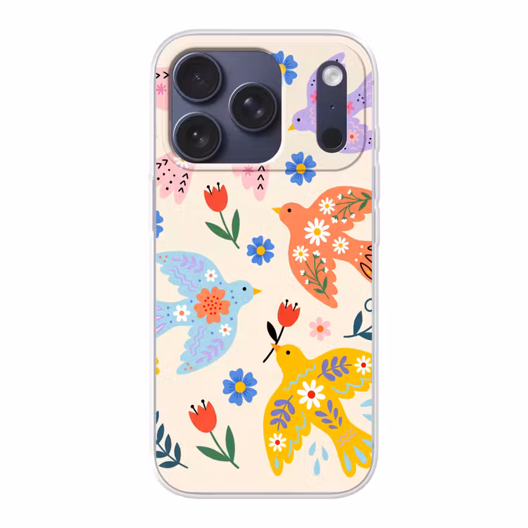 Handyhülle - Vögel – Blumen – Folk – Bunt – Tiere — 1