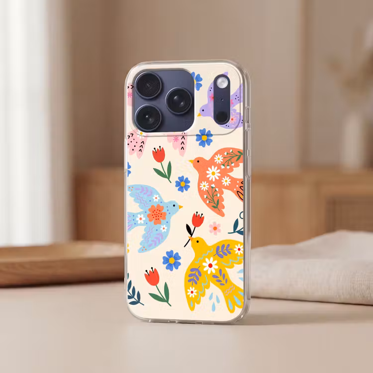 Handyhülle - Vögel – Blumen – Folk – Bunt – Tiere — 3
