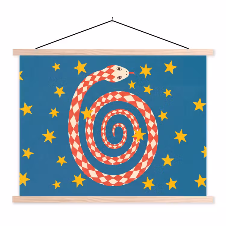 Stoffbild - Schlange – Spirale – Tiere – Illustration – Rot — 1
