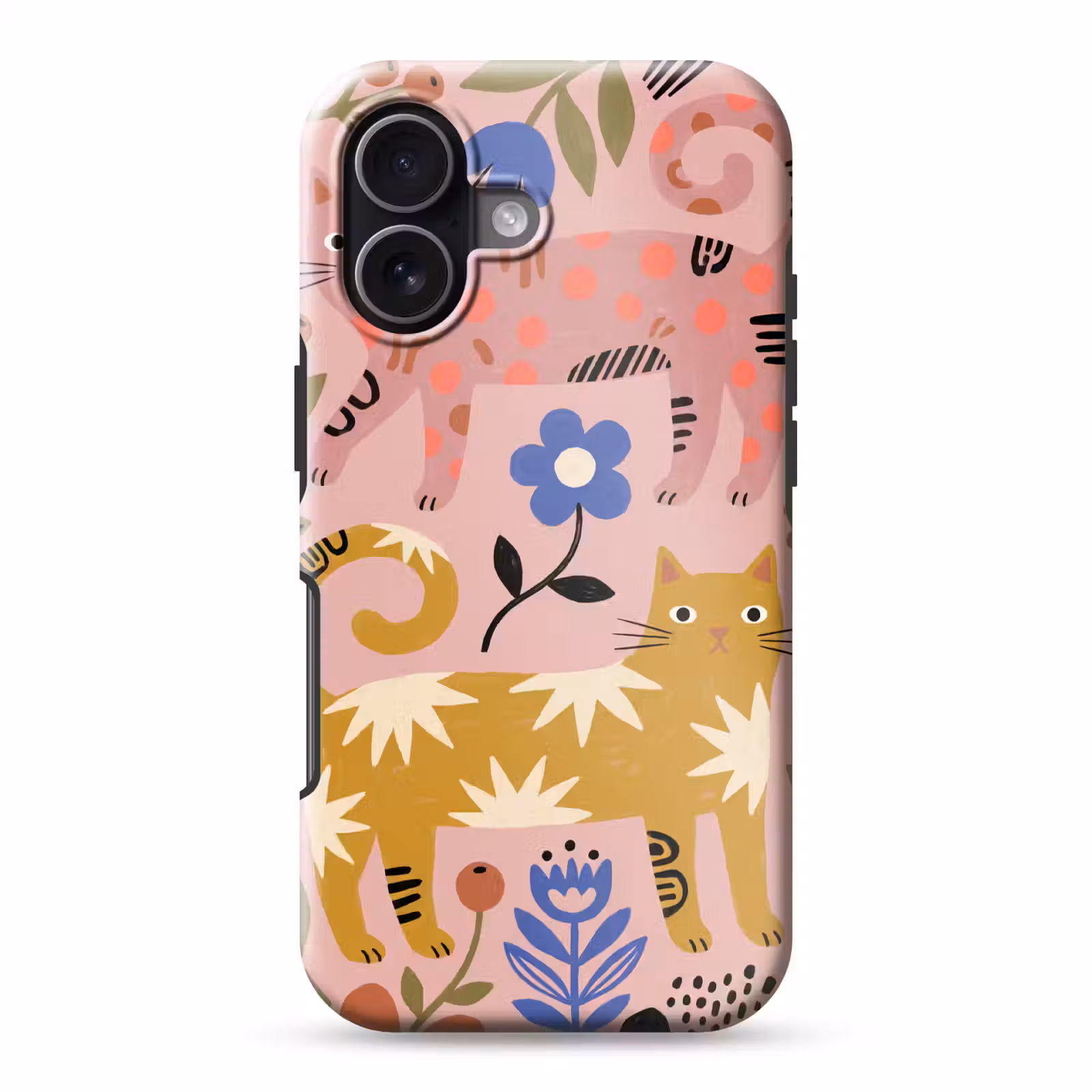 Handyhülle Toughcase - Katze – Blumen – Tiere – Modern – Rosa — 1