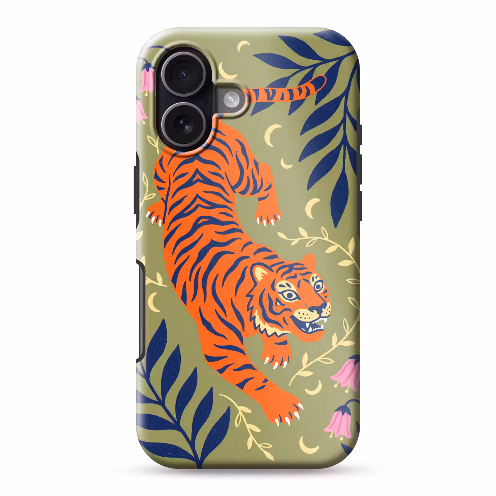 Handyhülle Toughcase - Tiger – Blätter – Tiere – Illustration – Orange — 1