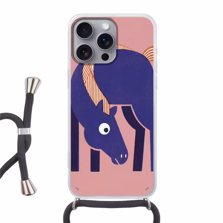 Handyhülle mit Band - Pferd – Abstrakt – Tiere – Modern – Blau — 1